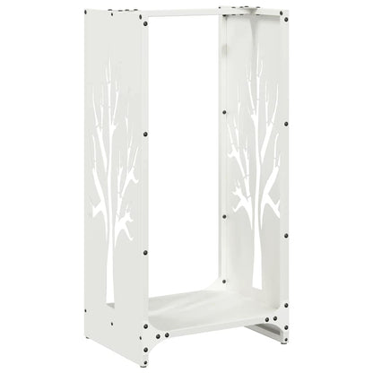 vidaXL Firewood Rack White 40x30x80 cm Cold-rolled steel