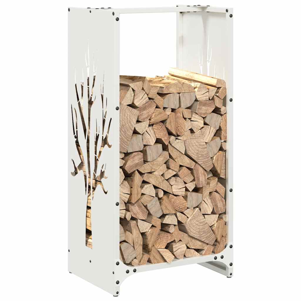 vidaXL Firewood Rack White 40x30x80 cm Cold-rolled steel