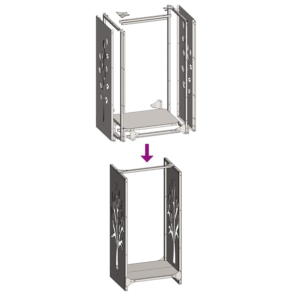 vidaXL Firewood Rack White 40x30x80 cm Cold-rolled steel