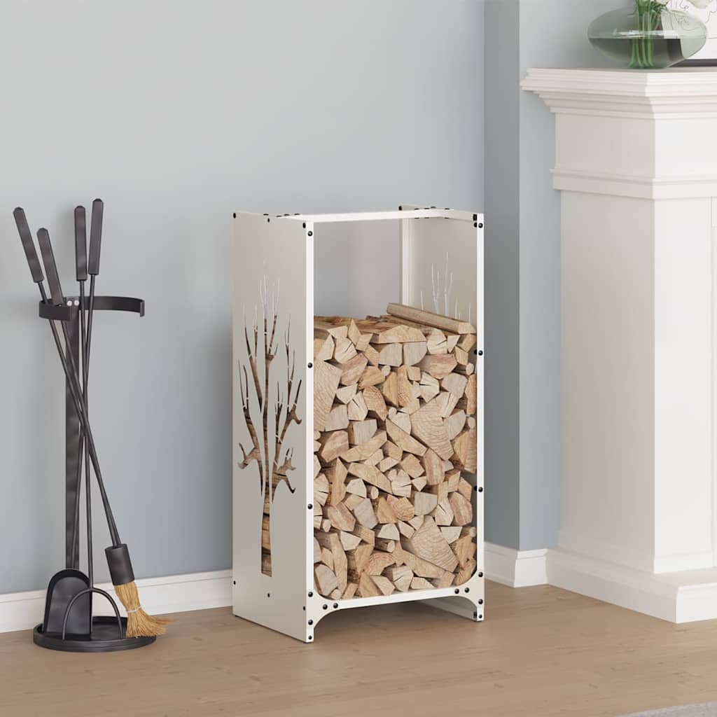 vidaXL Firewood Rack White 40x30x80 cm Cold-rolled steel