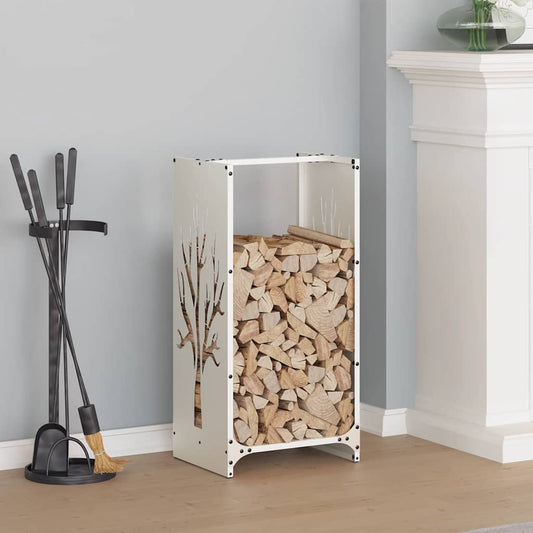 vidaXL Firewood Rack White 40x30x80 cm Cold-rolled steel