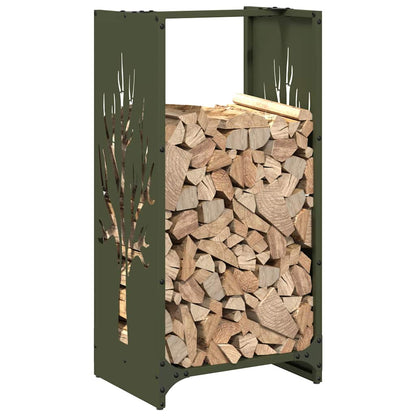 vidaXL Firewood Rack Olive Green 40x30x80 cm Cold-rolled steel