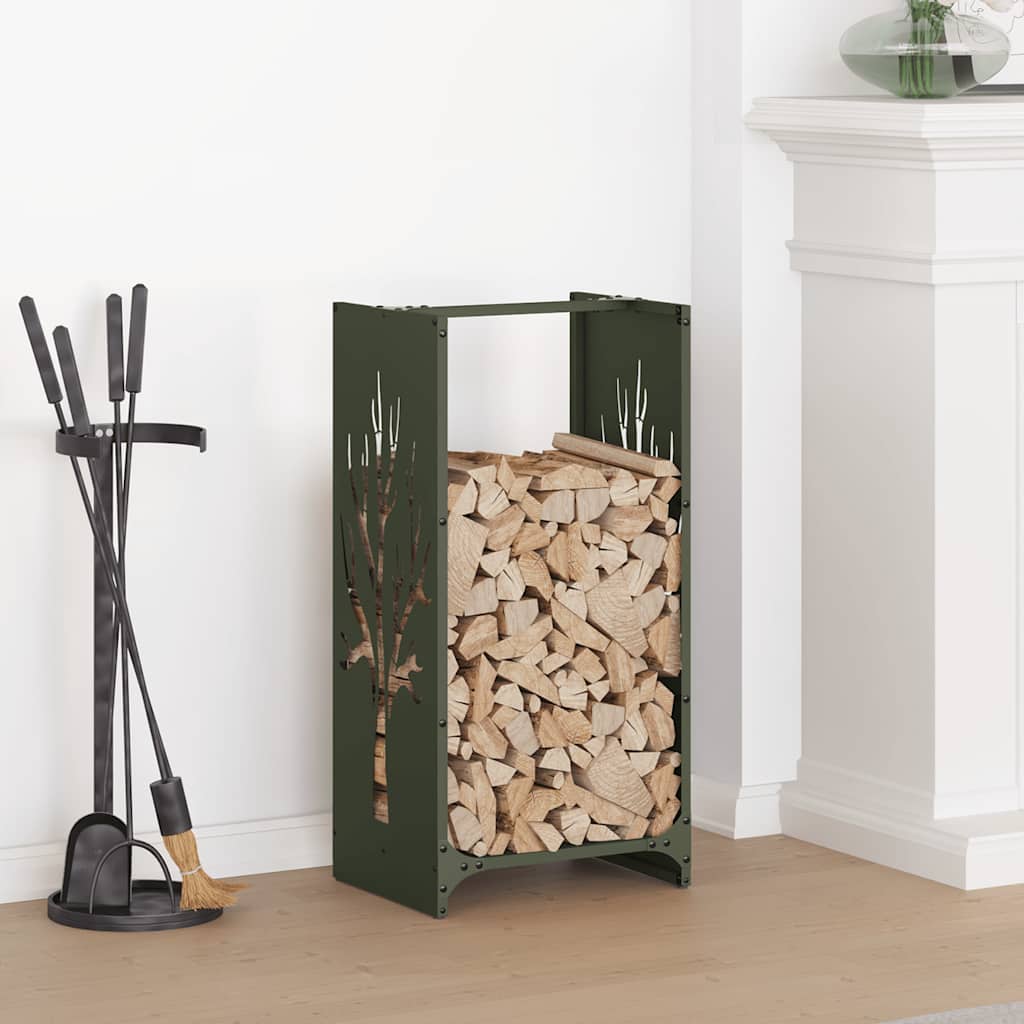 vidaXL Firewood Rack Olive Green 40x30x80 cm Cold-rolled steel
