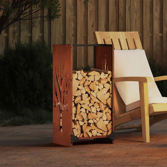 vidaXL Firewood Rack 40x30x80 cm Weathering Steel