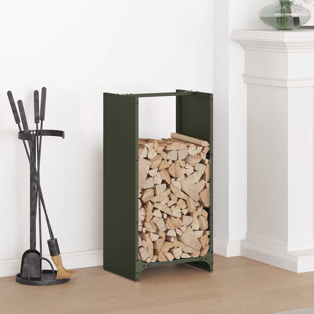 vidaXL Firewood Rack Olive Green 40x30x80 cm Cold-rolled steel