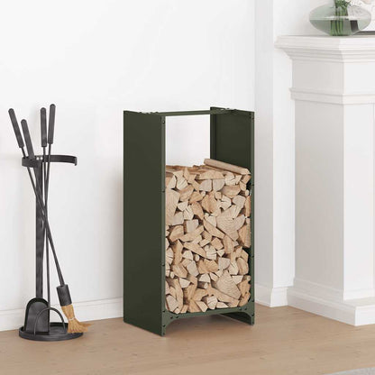 vidaXL Firewood Rack Olive Green 40x30x80 cm Cold-rolled steel