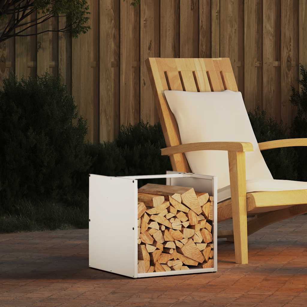 vidaXL Firewood Rack White 40x40x40 cm Cold-rolled steel