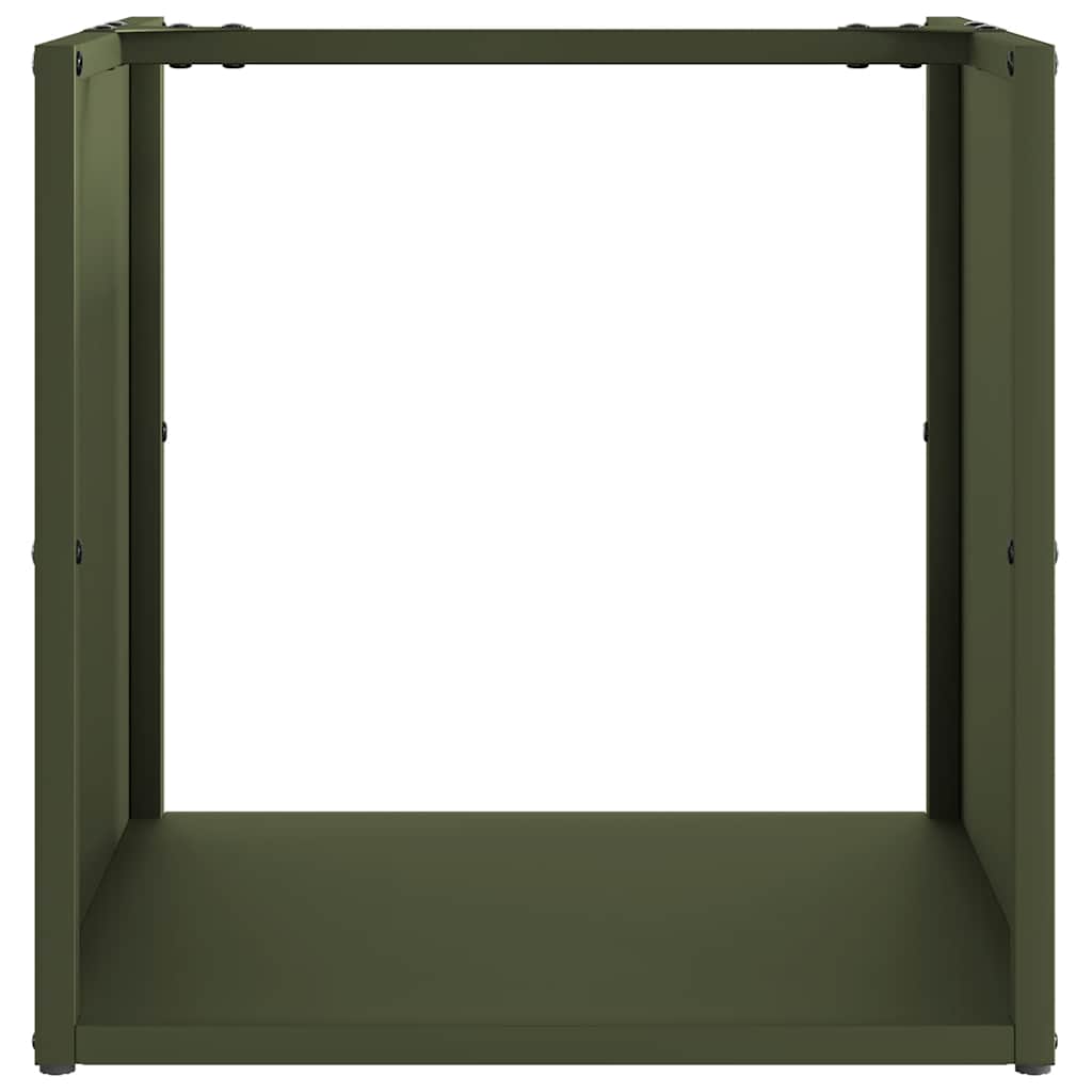vidaXL Firewood Rack Olive Green 40x40x40 cm Cold-rolled steel