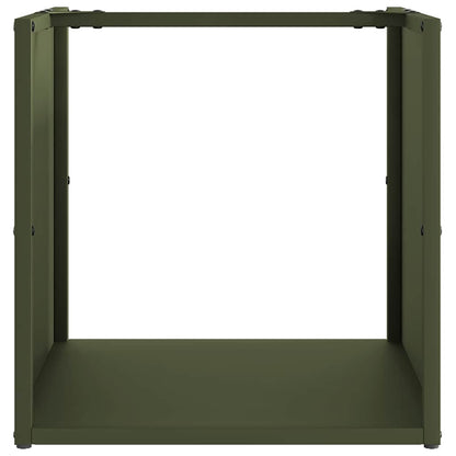vidaXL Firewood Rack Olive Green 40x40x40 cm Cold-rolled steel