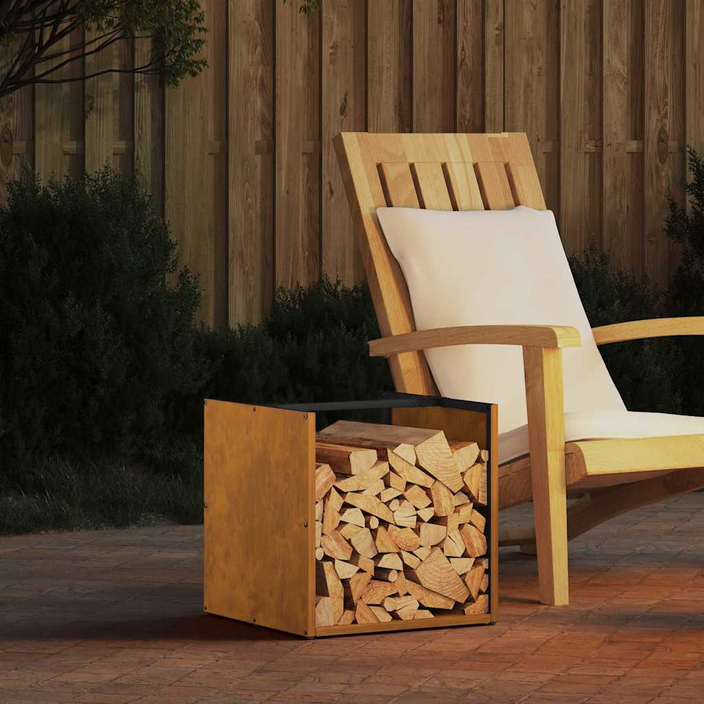 vidaXL Firewood Rack 40x40x40 cm Weathering Steel
