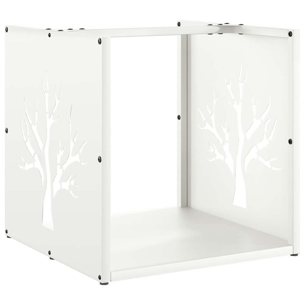 vidaXL Firewood Rack White 40x40x40 cm Cold-rolled steel
