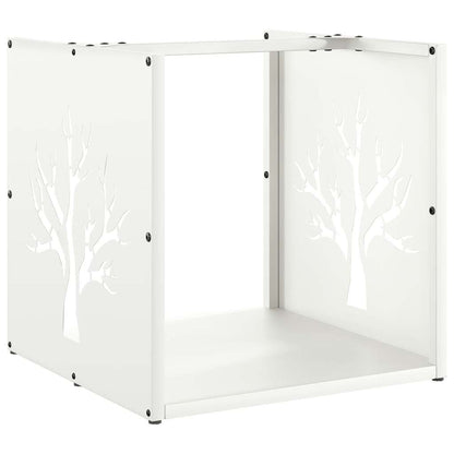 vidaXL Firewood Rack White 40x40x40 cm Cold-rolled steel