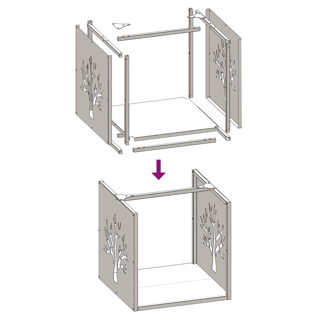 vidaXL Firewood Rack White 40x40x40 cm Cold-rolled steel
