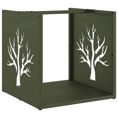 vidaXL Firewood Rack Olive Green 40x40x40 cm Cold-rolled steel