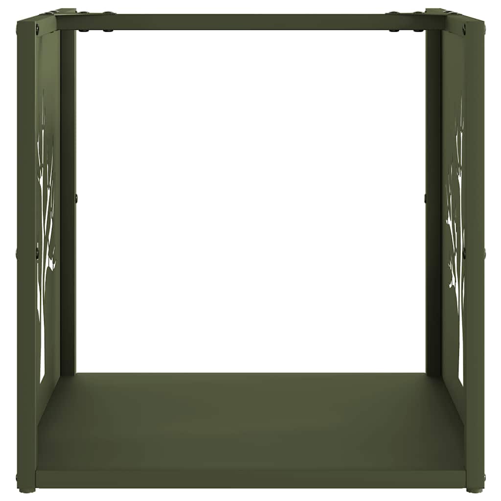 vidaXL Firewood Rack Olive Green 40x40x40 cm Cold-rolled steel