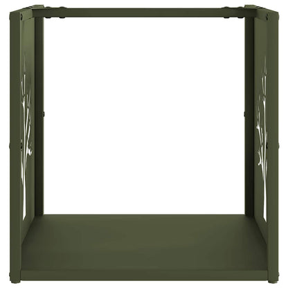 vidaXL Firewood Rack Olive Green 40x40x40 cm Cold-rolled steel