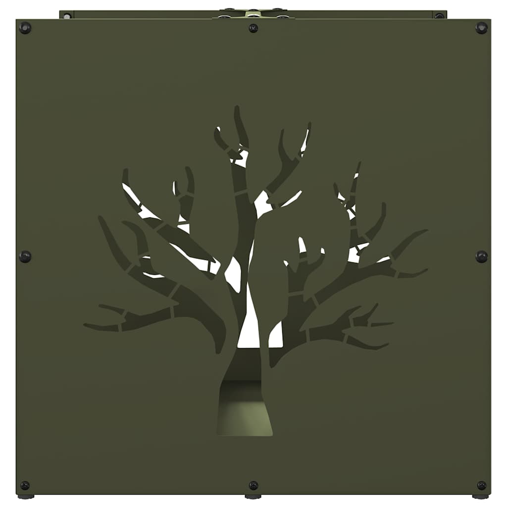 vidaXL Firewood Rack Olive Green 40x40x40 cm Cold-rolled steel