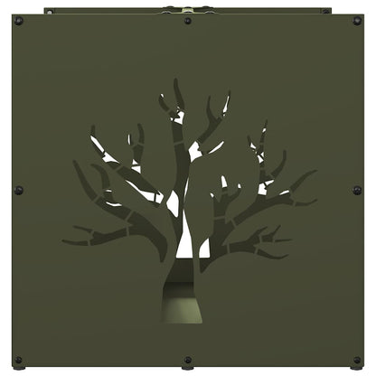 vidaXL Firewood Rack Olive Green 40x40x40 cm Cold-rolled steel