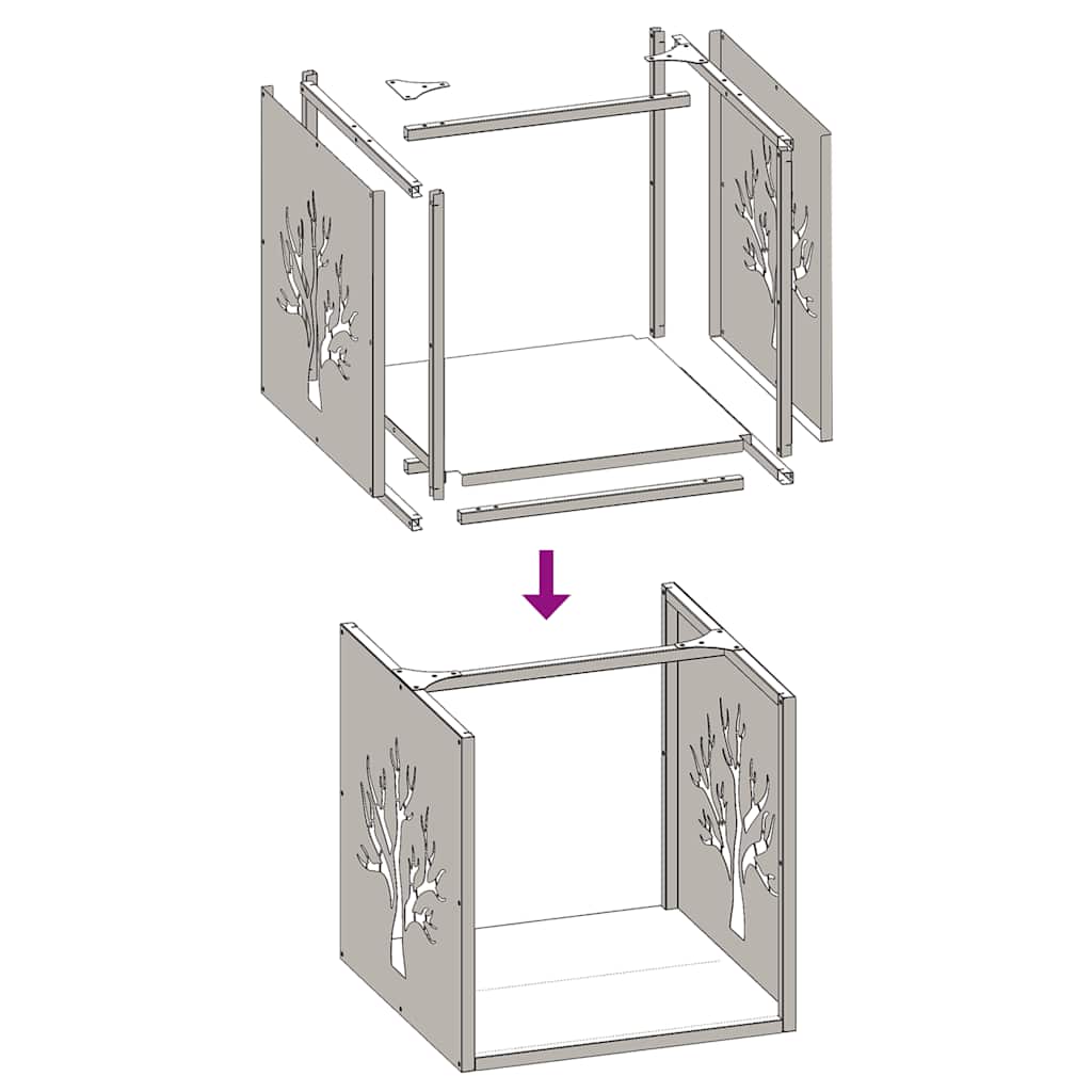 vidaXL Firewood Rack 40x40x40 cm Stainless Steel