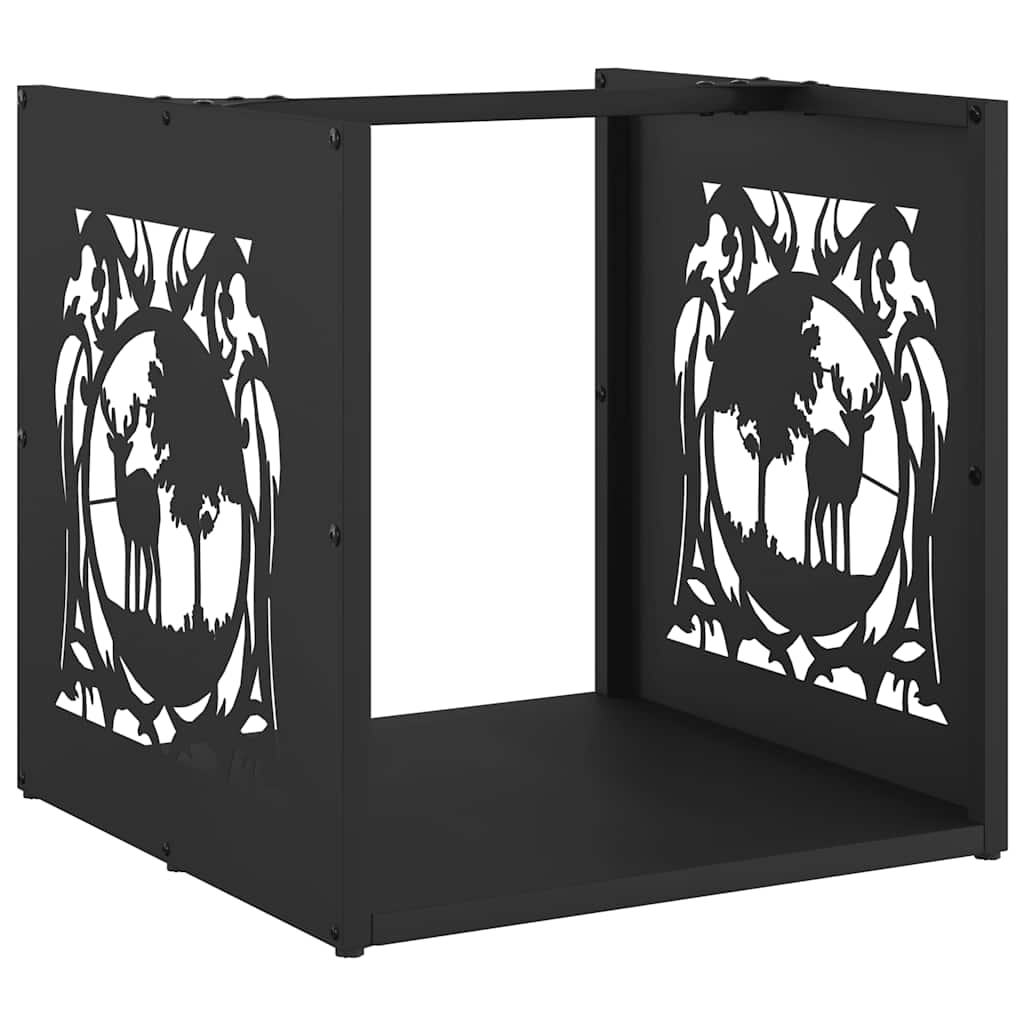 vidaXL Firewood Rack Black 40x40x40 cm Cold-rolled steel