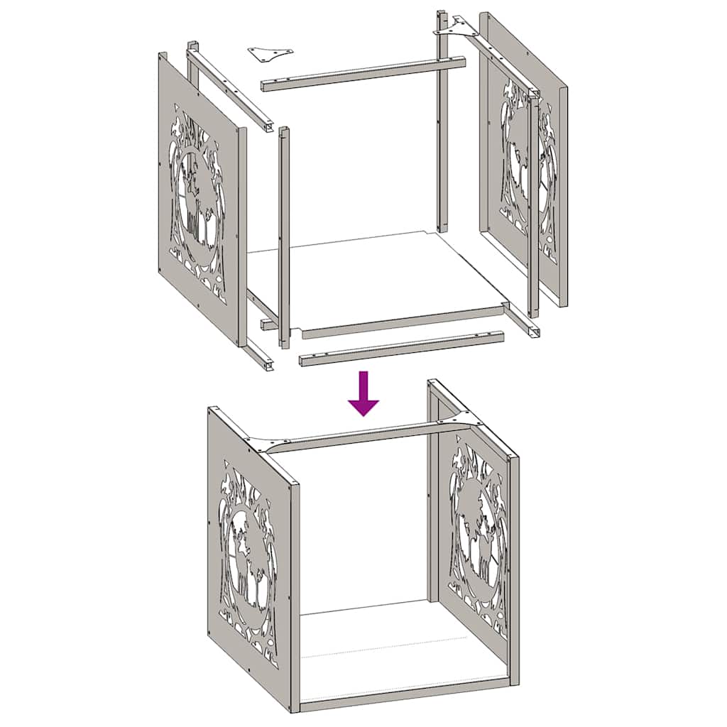 vidaXL Firewood Rack Black 40x40x40 cm Cold-rolled steel