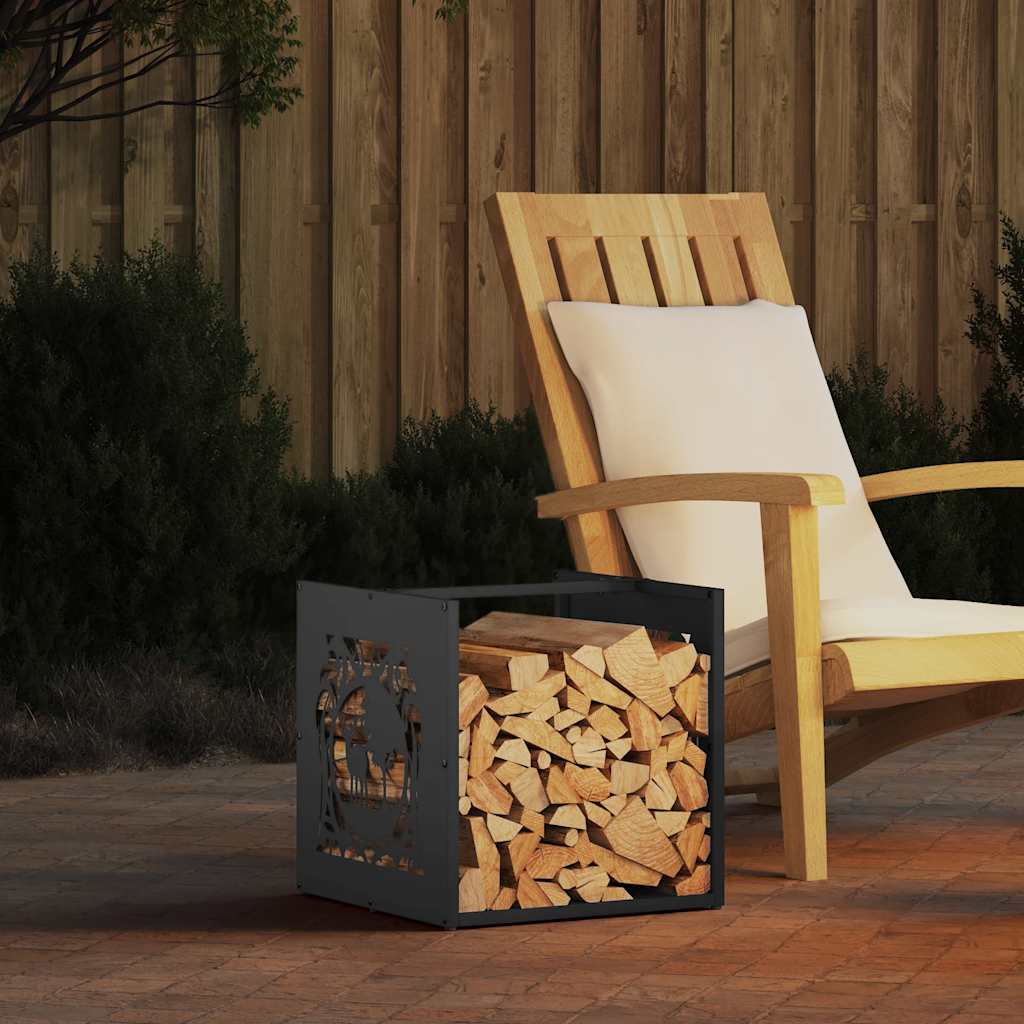 vidaXL Firewood Rack Black 40x40x40 cm Cold-rolled steel