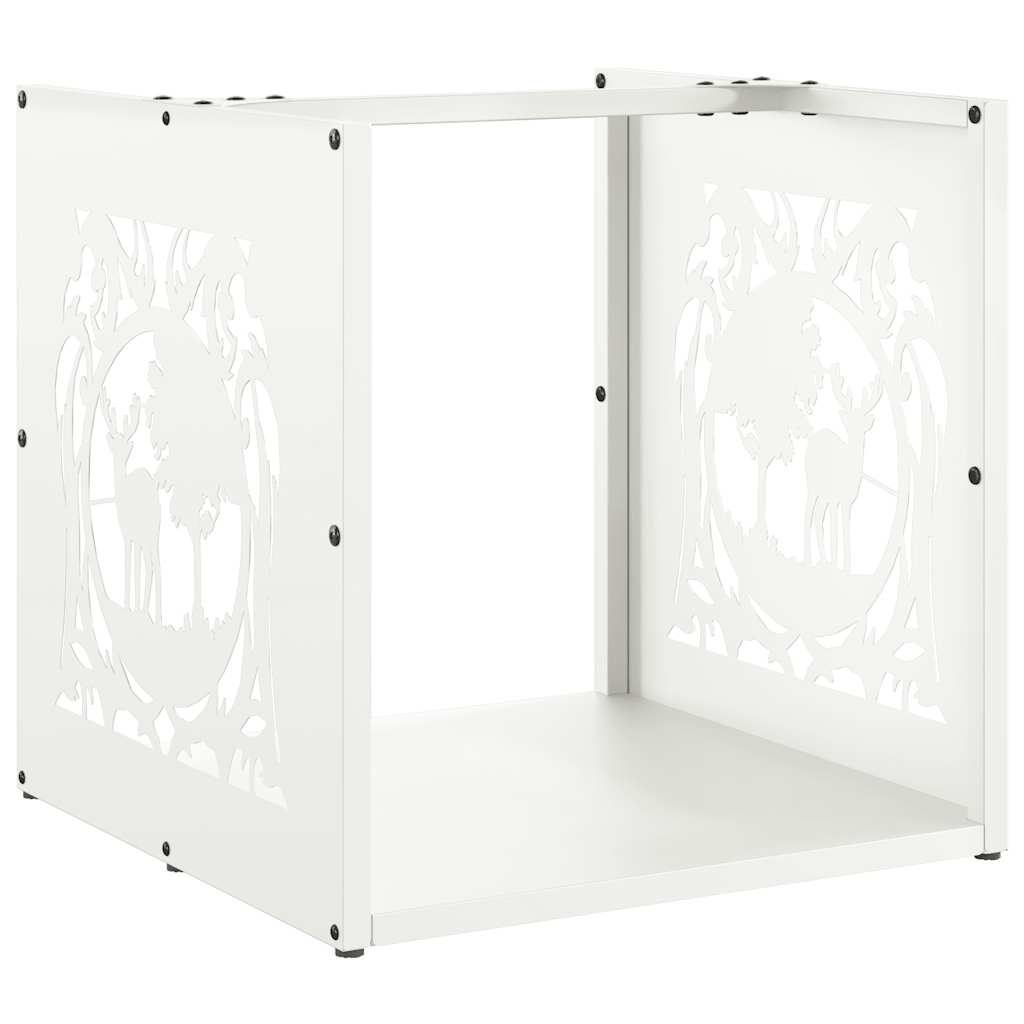 vidaXL Firewood Rack White 40x40x40 cm Cold-rolled steel