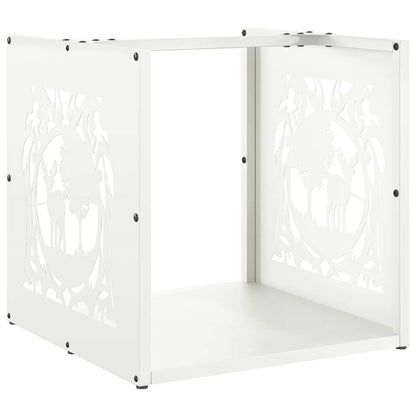 vidaXL Firewood Rack White 40x40x40 cm Cold-rolled steel