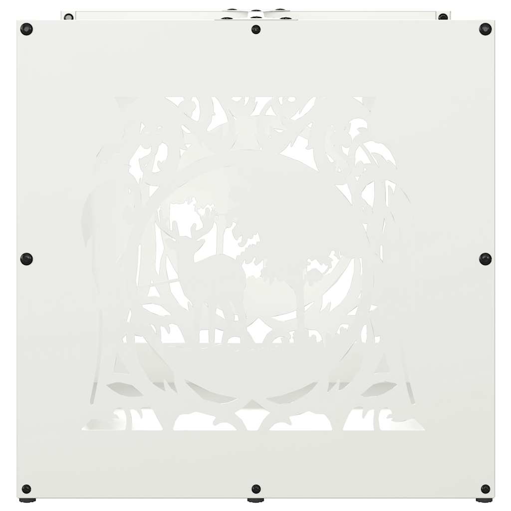 vidaXL Firewood Rack White 40x40x40 cm Cold-rolled steel
