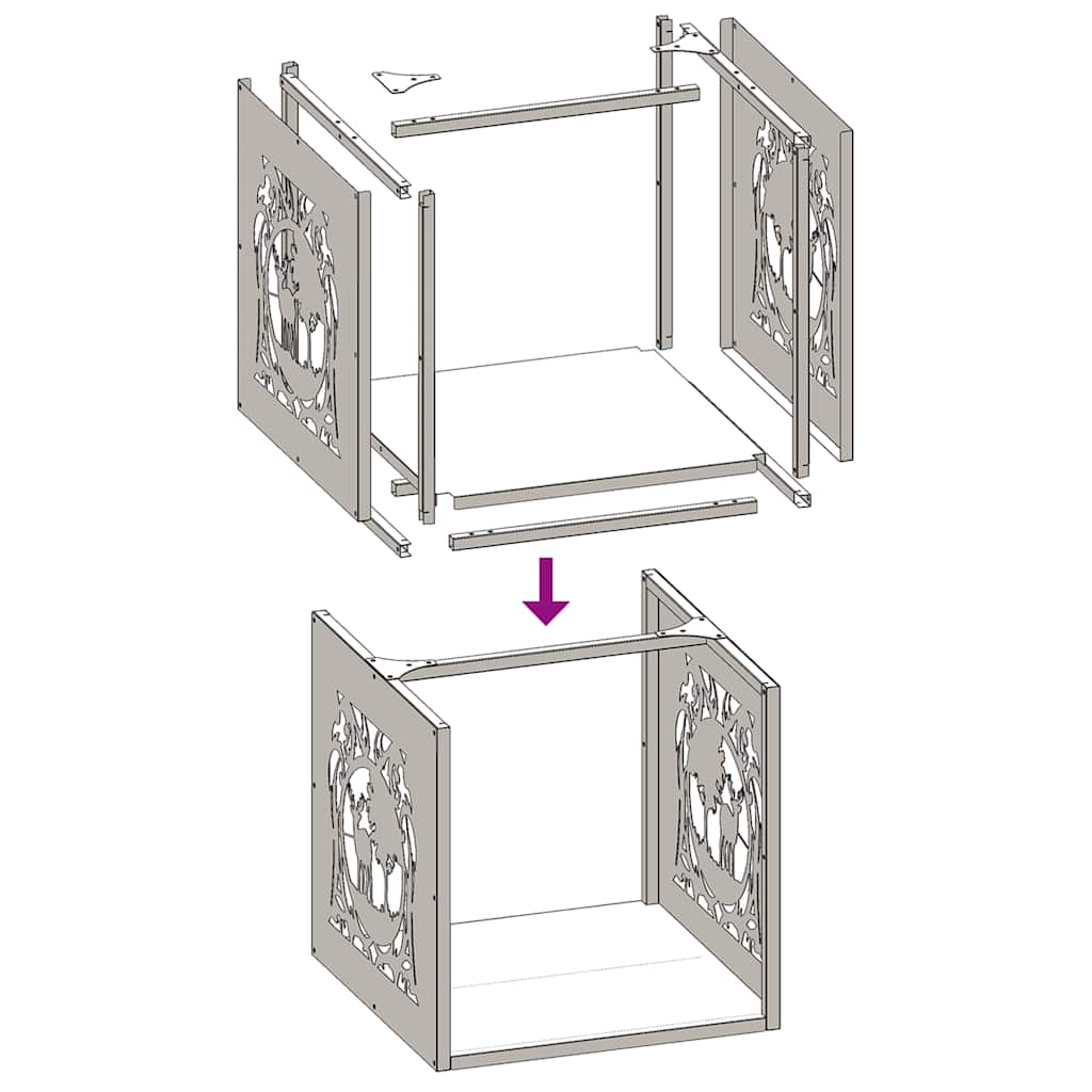 vidaXL Firewood Rack White 40x40x40 cm Cold-rolled steel
