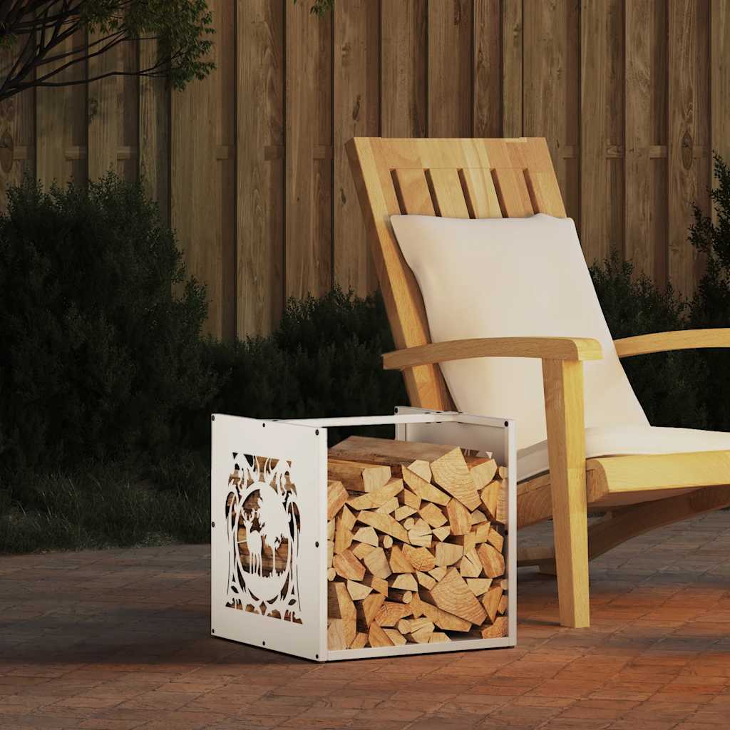 vidaXL Firewood Rack White 40x40x40 cm Cold-rolled steel