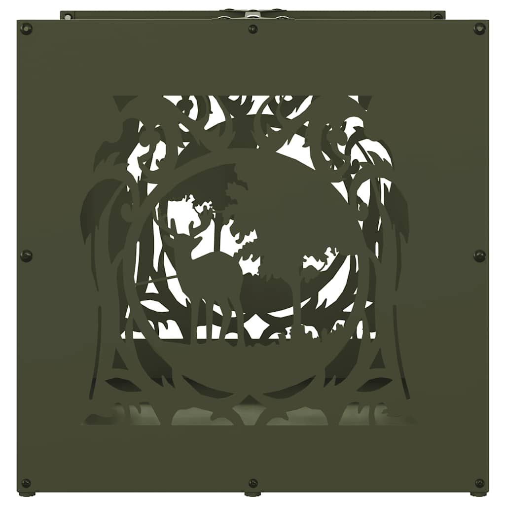 vidaXL Firewood Rack Olive Green 40x40x40 cm Cold-rolled steel
