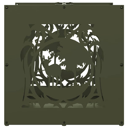 vidaXL Firewood Rack Olive Green 40x40x40 cm Cold-rolled steel