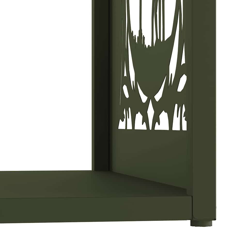 vidaXL Firewood Rack Olive Green 40x40x40 cm Cold-rolled steel