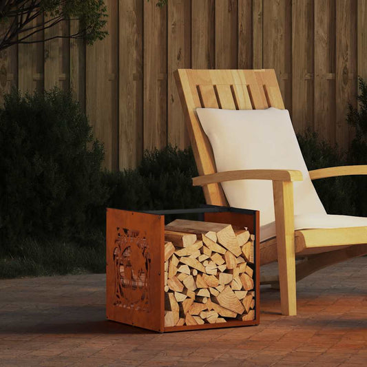 vidaXL Firewood Rack 40x40x40 cm Weathering Steel