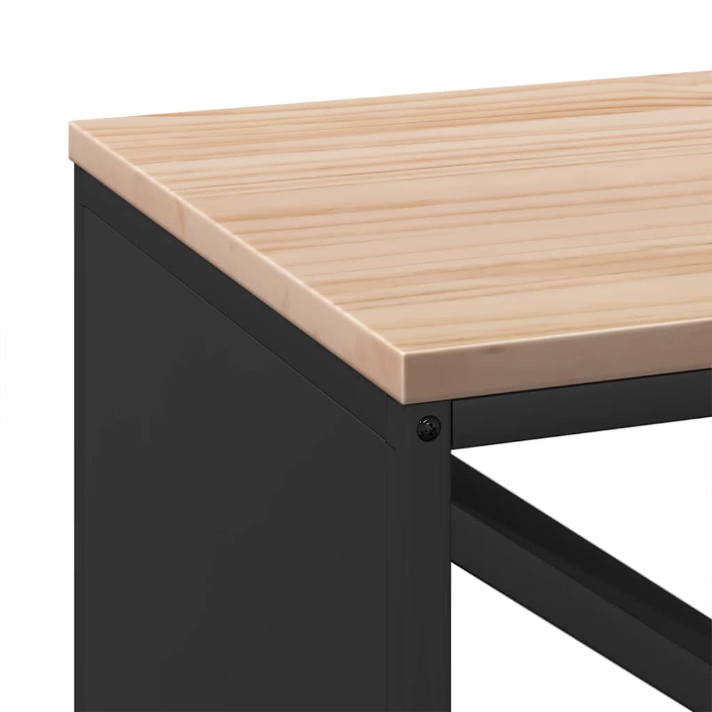 vidaXL Firewood Rack with Wooden Top Black 100.5x35.5x40 cm