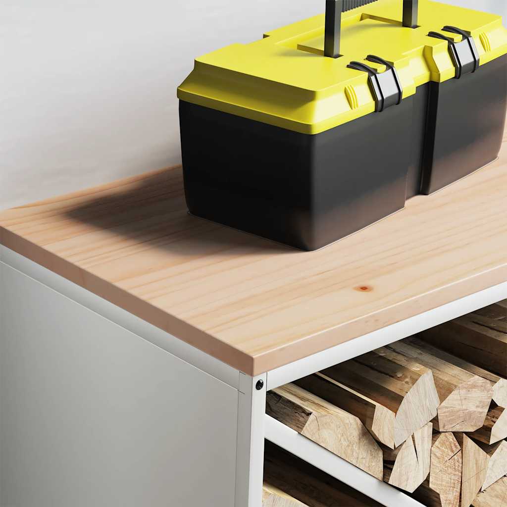 vidaXL Firewood Rack with Wooden Top White 100.5x35.5x40 cm