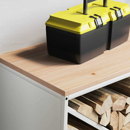 vidaXL Firewood Rack with Wooden Top White 100.5x35.5x40 cm