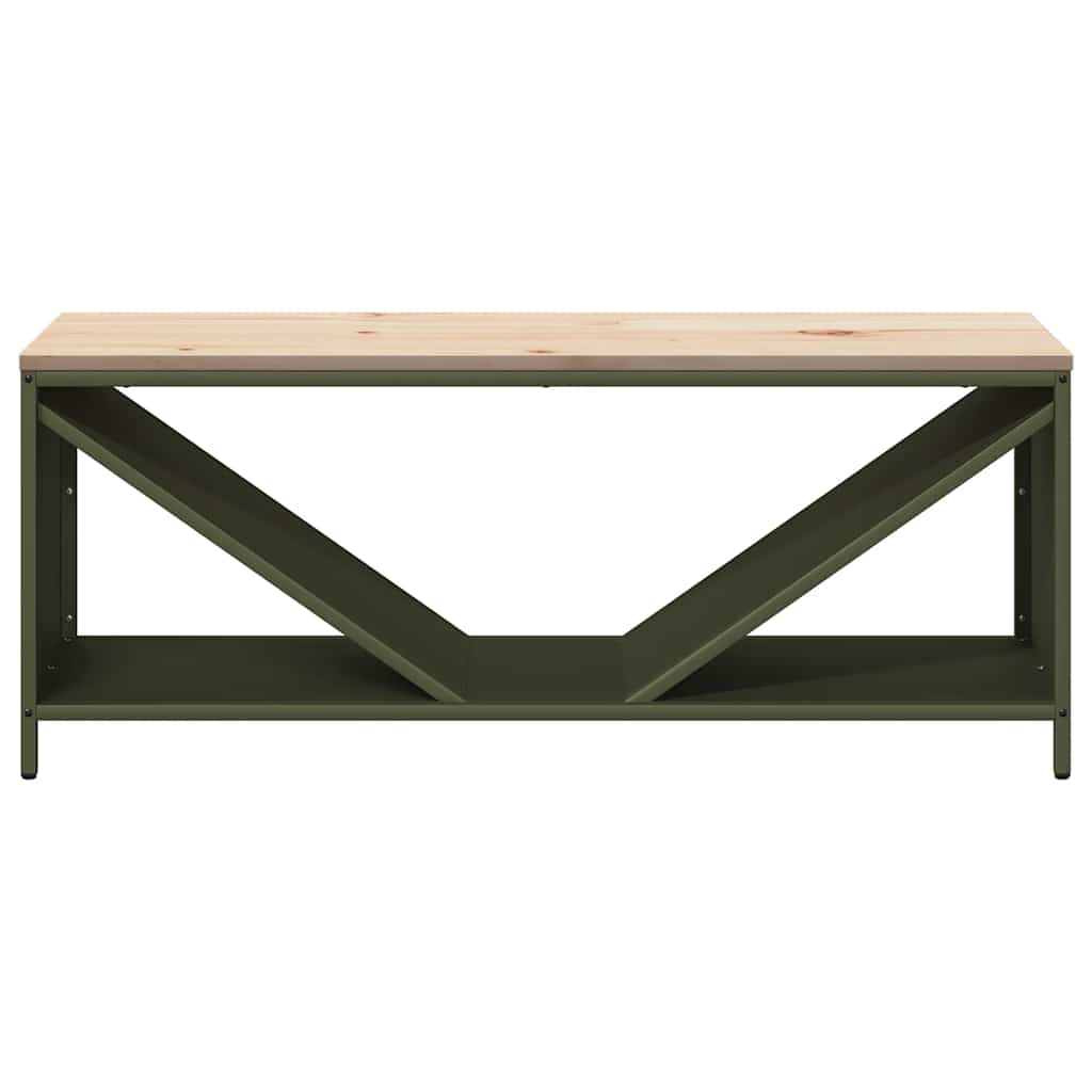 vidaXL Firewood Rack with Wooden Top Olive Green 100.5x35.5x40 cm