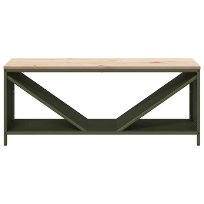 vidaXL Firewood Rack with Wooden Top Olive Green 100.5x35.5x40 cm