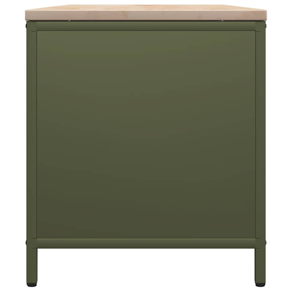 vidaXL Firewood Rack with Wooden Top Olive Green 100.5x35.5x40 cm