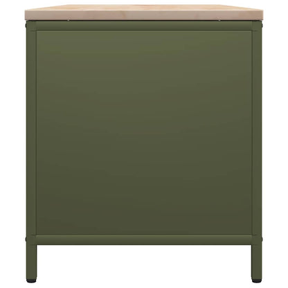 vidaXL Firewood Rack with Wooden Top Olive Green 100.5x35.5x40 cm