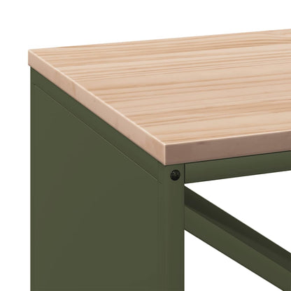 vidaXL Firewood Rack with Wooden Top Olive Green 100.5x35.5x40 cm