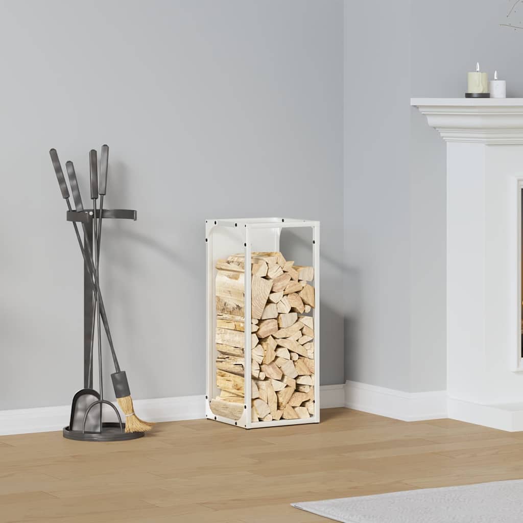 vidaXL Firewood Rack White 25x25x60 cm Cold-rolled steel
