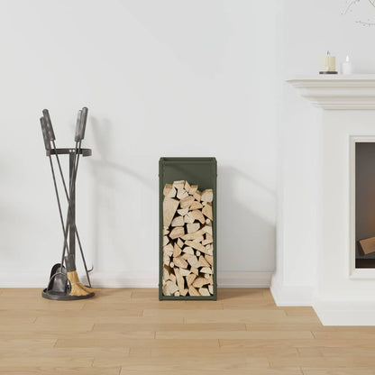 vidaXL Firewood Rack Olive Green 25x25x60 cm Cold-rolled steel