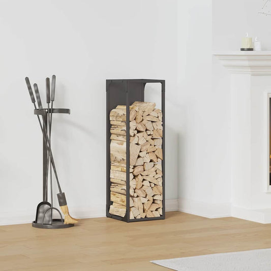 vidaXL Firewood Rack Black 25x25x80 cm Cold-rolled steel