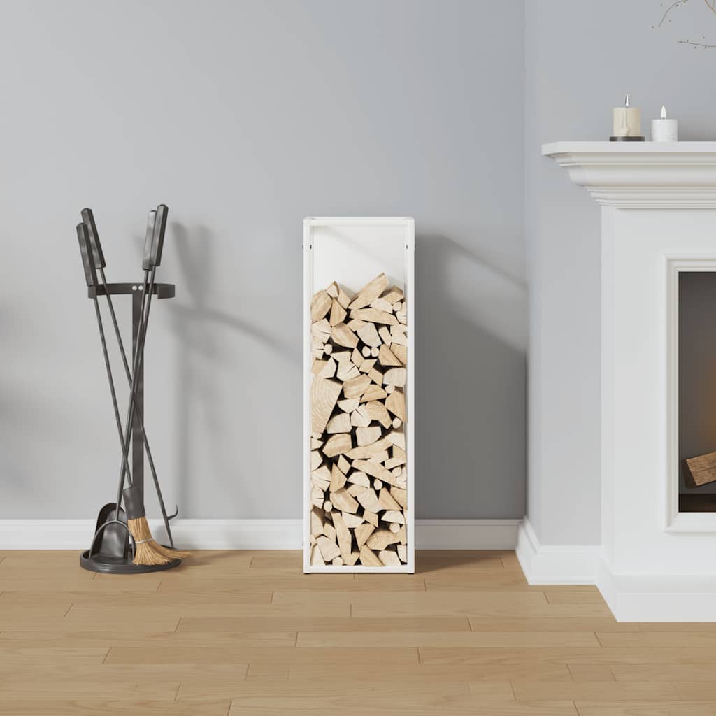 vidaXL Firewood Rack White 25x25x80 cm Cold-rolled steel