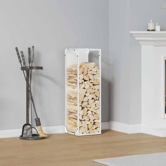 vidaXL Firewood Rack White 25x25x80 cm Cold-rolled steel