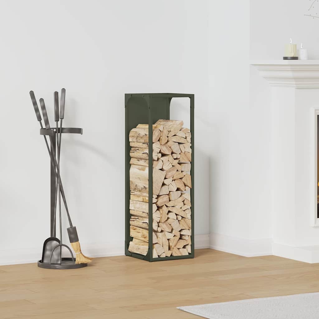 vidaXL Firewood Rack Olive Green 25x25x80 cm Cold-rolled steel