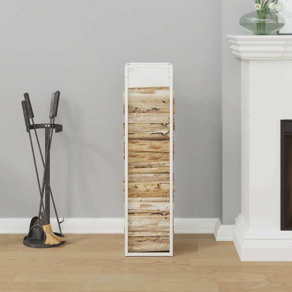 vidaXL Firewood Rack White 25x25x100 cm Cold-rolled steel
